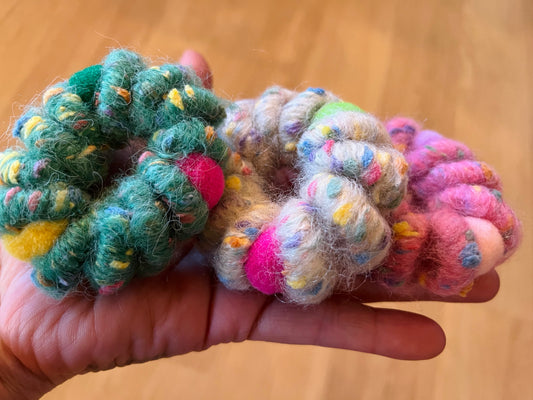 Rainbow candy ball of Wool hair ties. Set#2