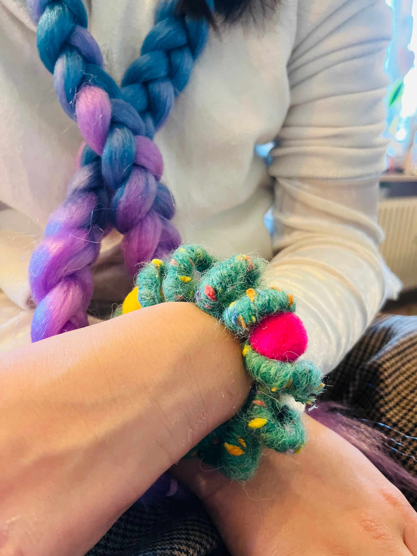 Rainbow candy ball of Wool hair ties. Set#1